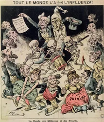Caricature of the influenza epidemic of 1820, c.1889